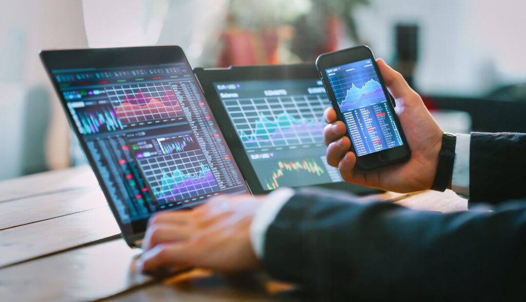 Business Man Working With Trader